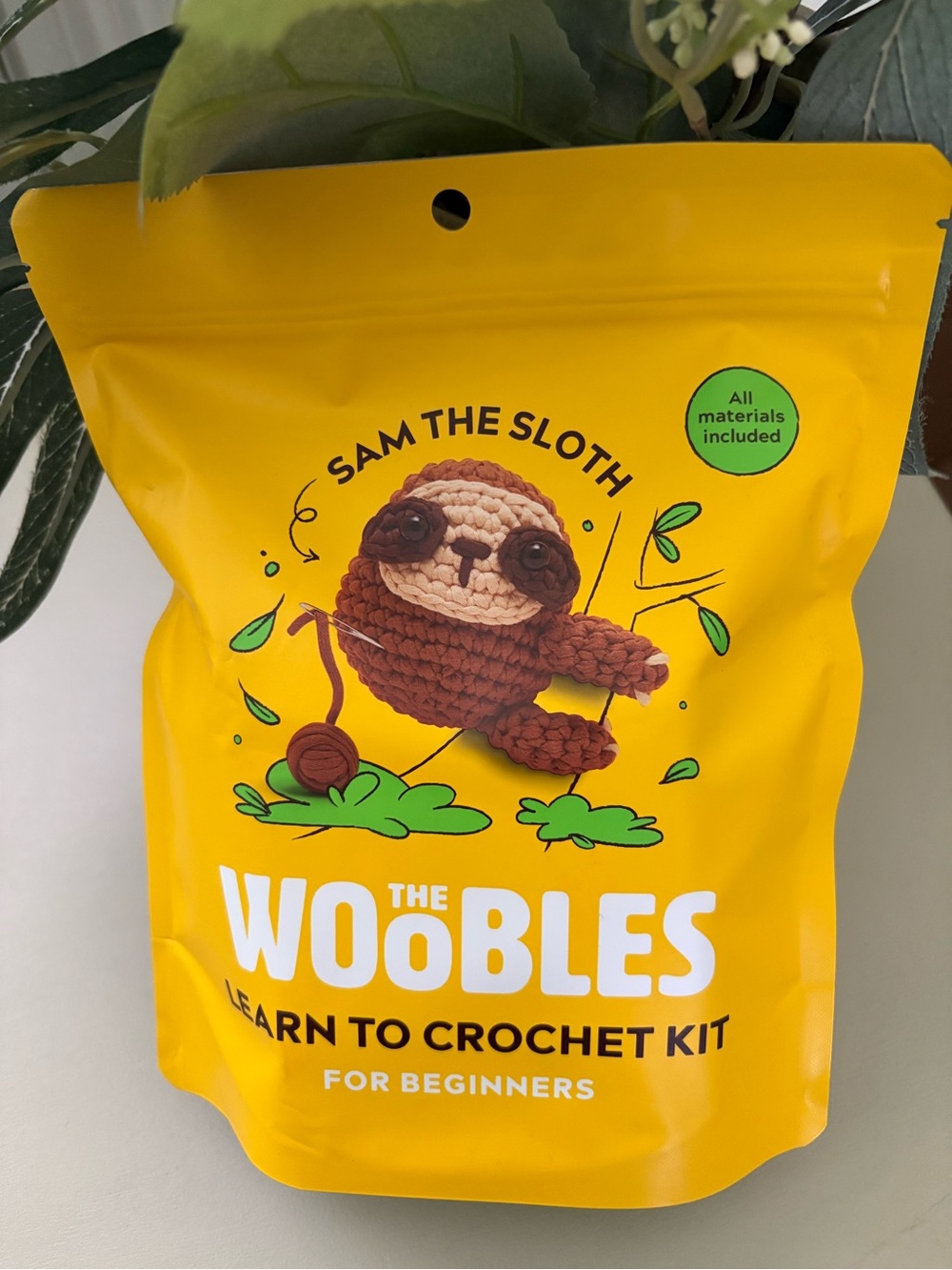 Sam the Sloth Learn to Crochet Kit - Yellow